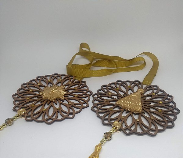 Escapulário de Porta com mandala com Nossa Senhora Aparecida e Espírito Santo