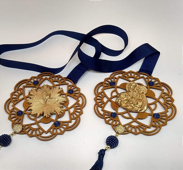 Escapulário de Porta com mandala com Sagrada Família e Espírito Santo
