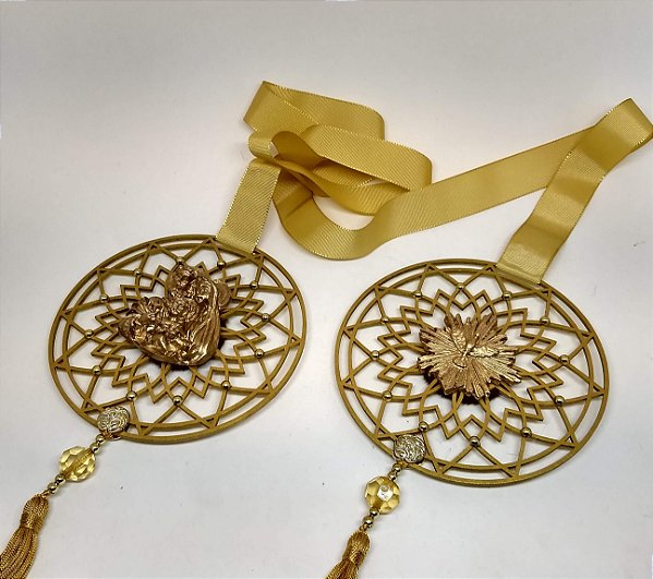 Escapulário de Porta com mandala com Sagrada Família e Espírito Santo