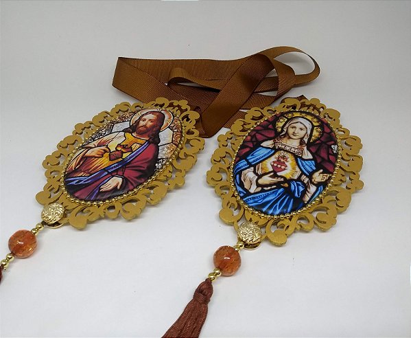 Escapulário de Porta Sagrado Coração de Jesus e Imaculado Coração de Maria