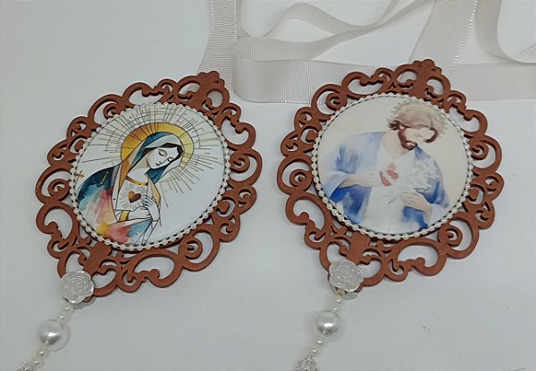 Escapulário de Porta Sagrado Coração de Jesus e Imaculado Coração de Maria