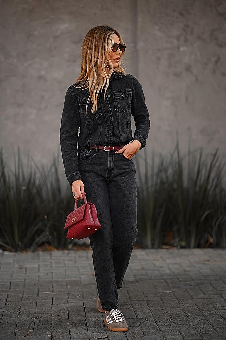 CALÇA MOM JEANS BLACK
