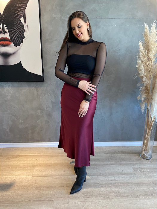 BLUSA EM TULE COM TOP PRETA