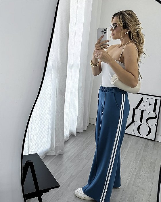 CALÇA TRACK AZUL PETROLEO