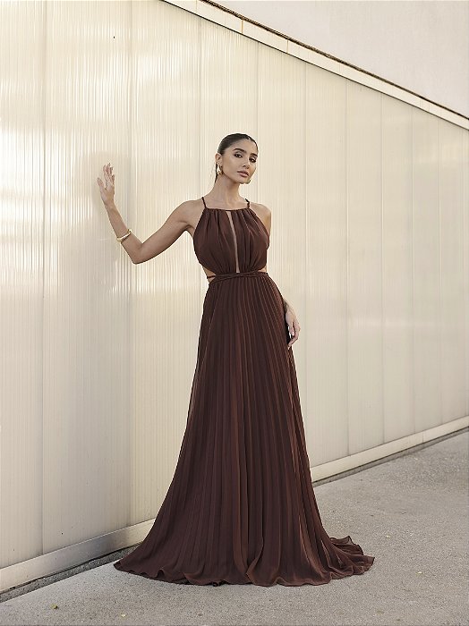 VESTIDO LAUREN MARROM