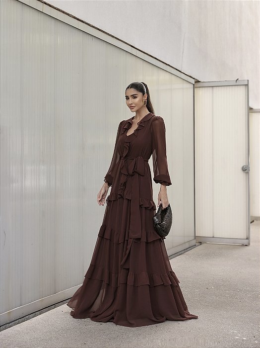 VESTIDO ELISA MARROM