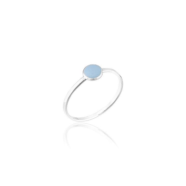 Anel Bola Azul Pastel - Joia em Prata 925