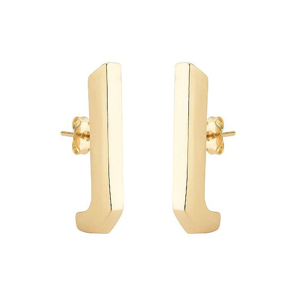 Brinco Palito em L - Semijoia Banhada a Ouro 18K