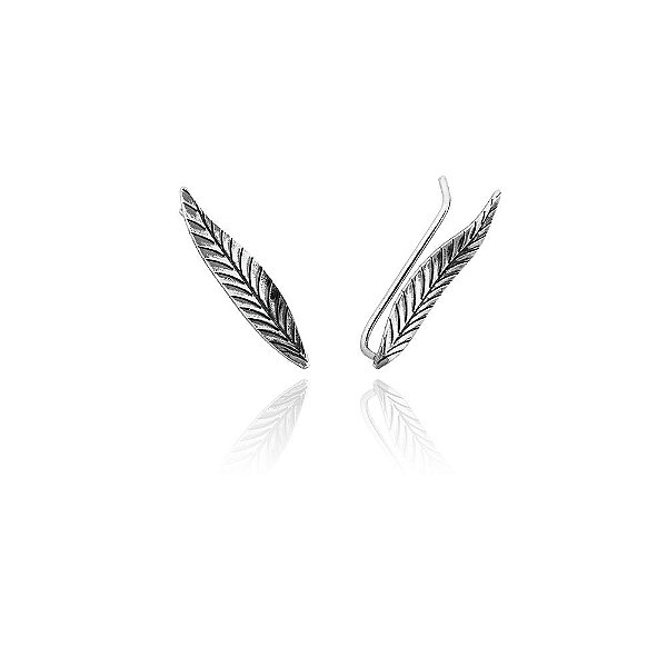 Brinco Ear Cuff Folha Envelhecido - Joia em Prata 925
