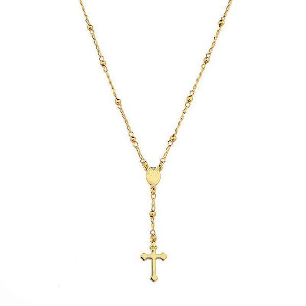 Colar Terço - Semijoia Banhada a Ouro 18K