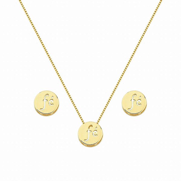 Conjunto Fé - Semijoia Banhada a Ouro 18K