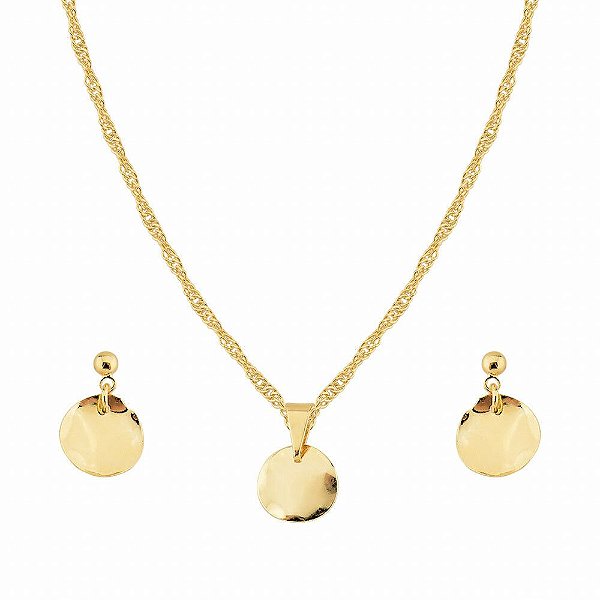Conjunto Plaquinhas - Semijoia Banhada a Ouro 18K