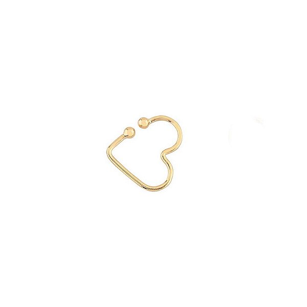 Brinco Piercing Fake Coração Fio - Semijoia Banhada a Ouro 18K