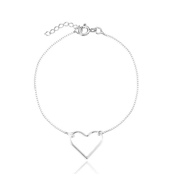 Pulseira Coração Vazado - Joia em Prata 925
