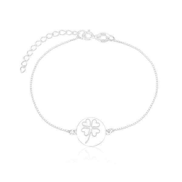 Pulseira Medalha Trevo - Joia em Prata 925