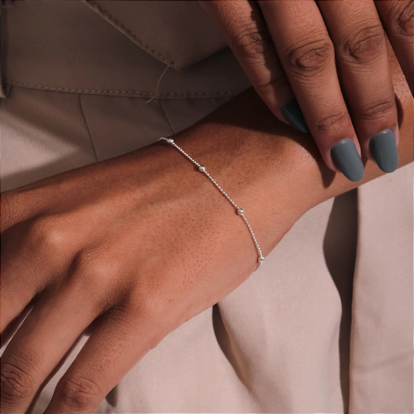 Pulseira Com Bolinha - Joia em Prata 925