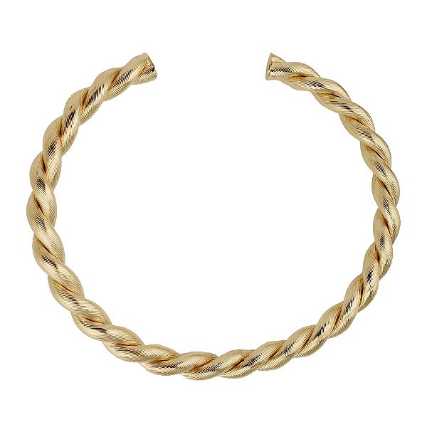 Colar Choker Trançado Texturizado - Semijoia Banhada a Ouro 18K