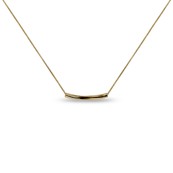 Colar Pingente Palito Trabalhado - Semijoia Banhada a Ouro 18K