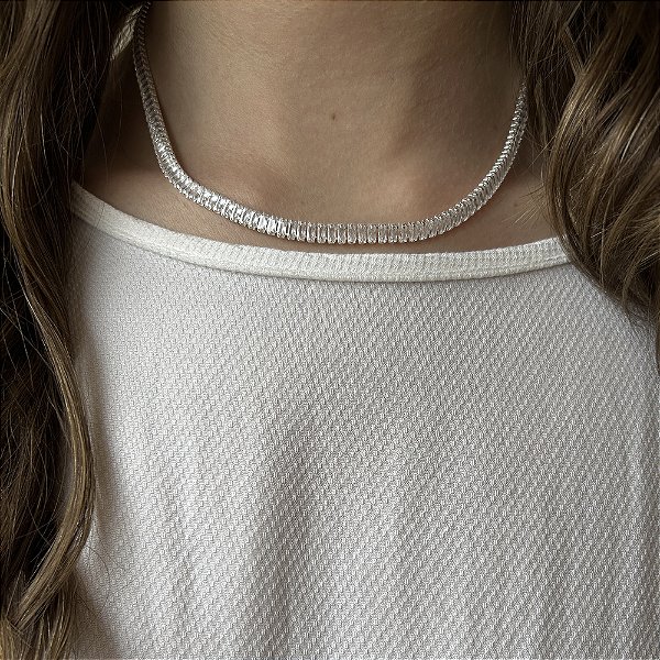 Colar Riviera Zircônias Transparentes - Semijoia Banhada a Prata