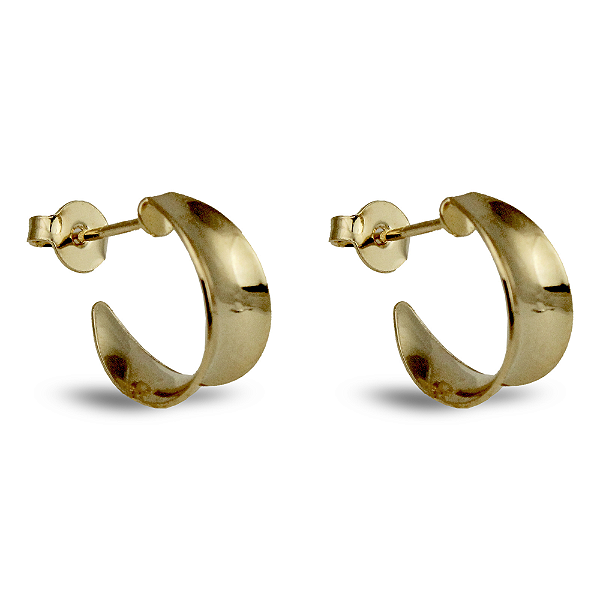 Brinco Meia Argola Curva - Semijoia Banhada a Ouro 18K