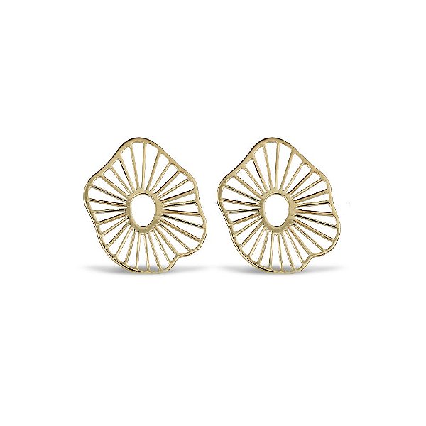 Brinco Flor Orgânica - Semijoia Banhada a Ouro 18K