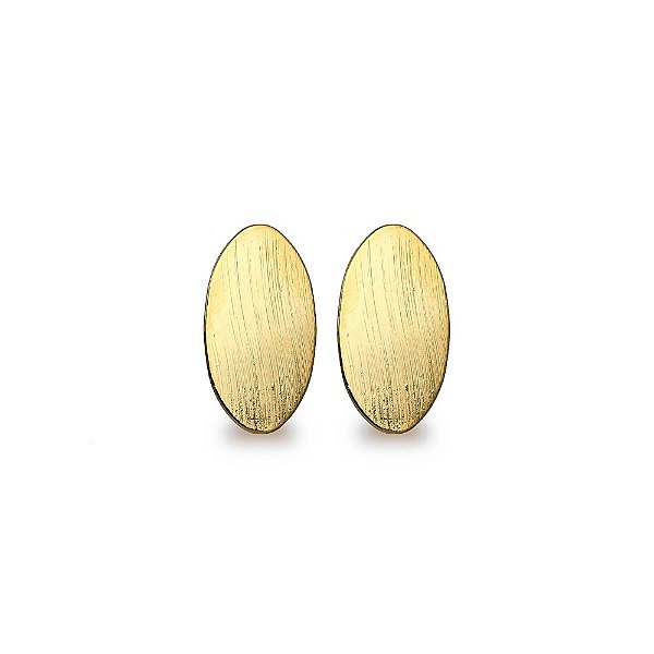 Brinco Oval Escovado - Semijoia Banhada a Ouro 18K