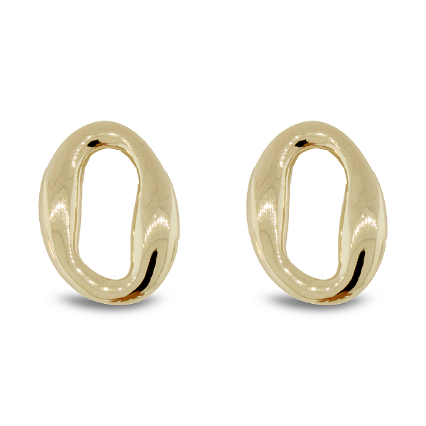 Brinco Oval Orgânico - Semijoia Banhada a Ouro 18K