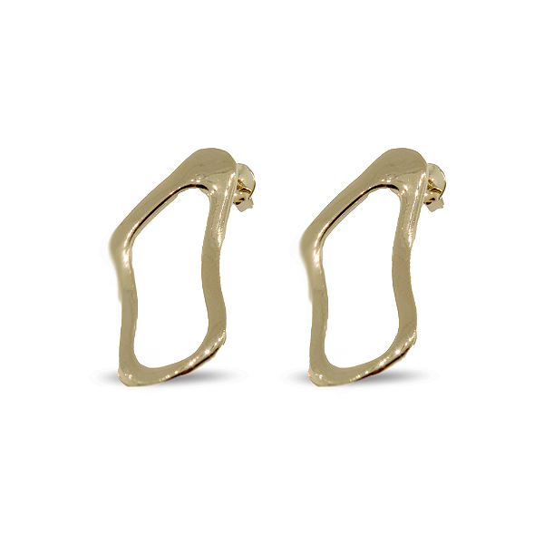 Brinco Orgânico Oval - Semijoia Banhada a Ouro 18K