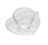 Xícara P/Café C/Pires De Cristal Coração 80Ml