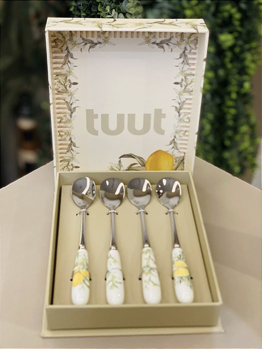 Estojo c/ 04 colheres para sobremesa Coleção Limone