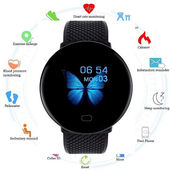 Smartwatch Relógio Inteligente Lançamento D19 - Azul Petróleo