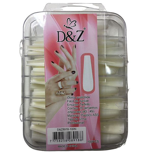 Unha postiça Bailarina Alongada 100un Leitosa D&Z 1104