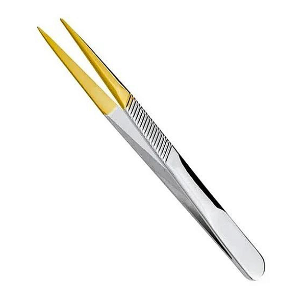 Pinça para Sobrancelha Agulha Dourada