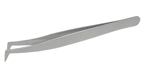 Pinça para cilios curvada reta prata