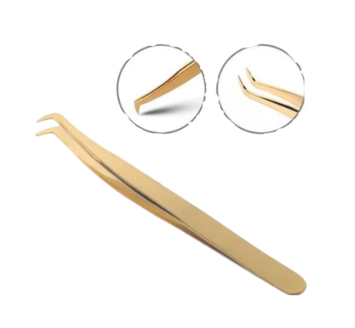 Pinça para cilios curvada reta dourada Bella Moça