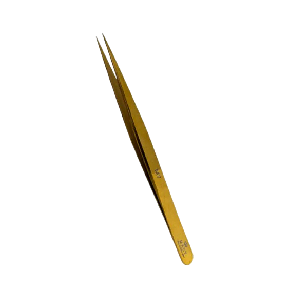 Pinça para cilios agulha dourada