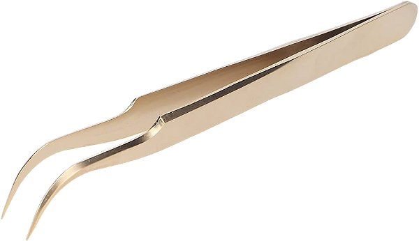 Pinça para cilios  curvatura c dourada