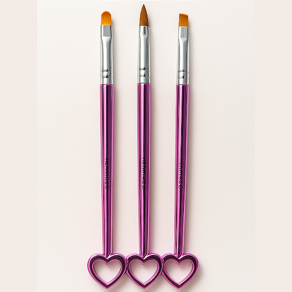 Kit 3 Pincéis para Unhas Profissionais – Chanfrado, Língua de Gato e Acrílico