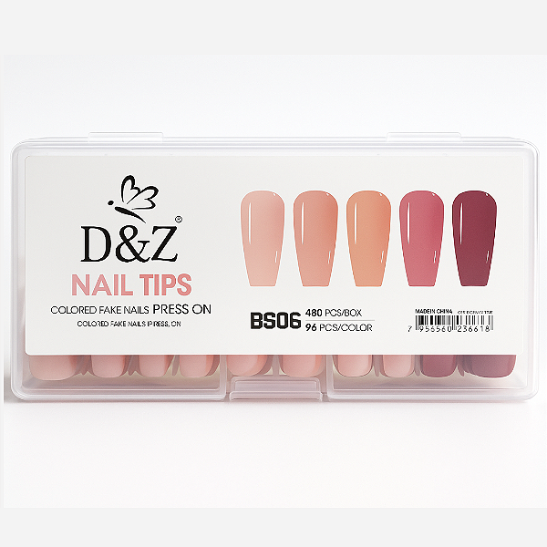 480 Unhas Postiças Coloridas D&Z – Tons Nude e Rosé | Formato Bailarina 8567-B
