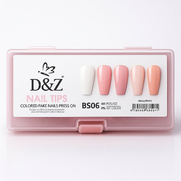 Unhas Postiças Soft Gel Bailarina D&Z 480pc Caixa Coloridas