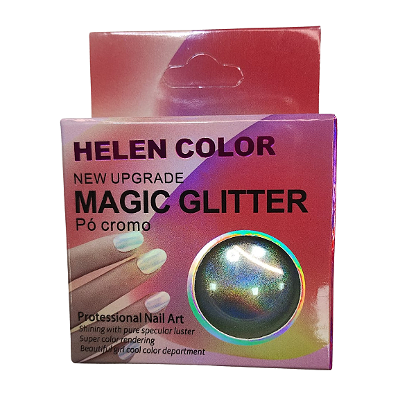 Pó Cromado Prata Holográfico Hellen Color