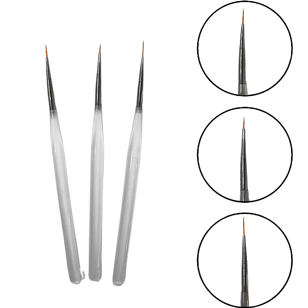 Kit Pincel Cristal Ponta fina 3un