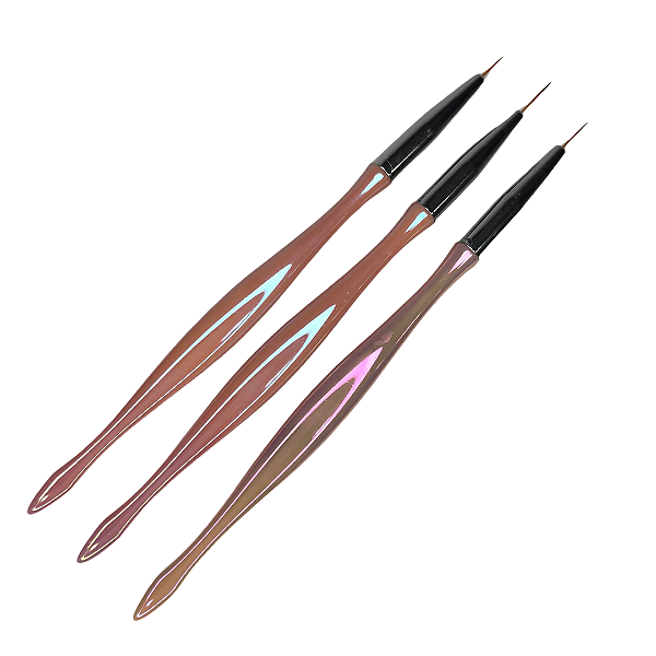 Kit Pincel Ponta Fina Rosinha Holográfico 3un