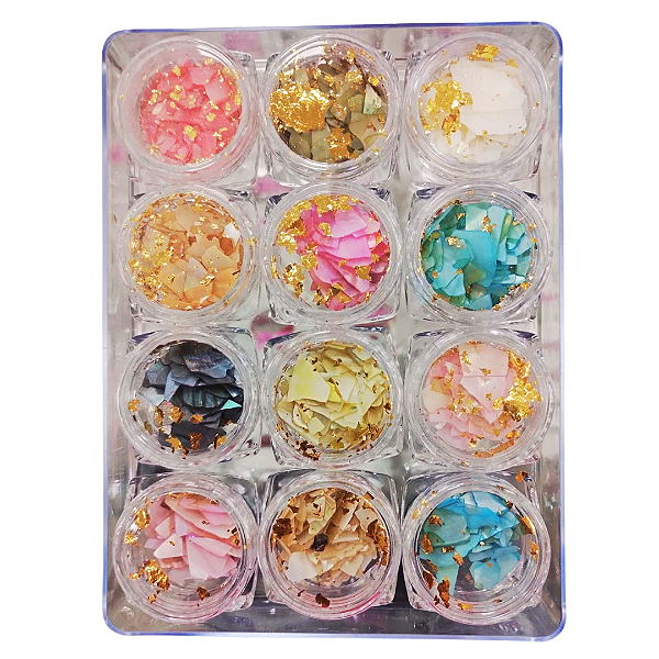 Kit Madreperola com Folha de Ouro 12 cores