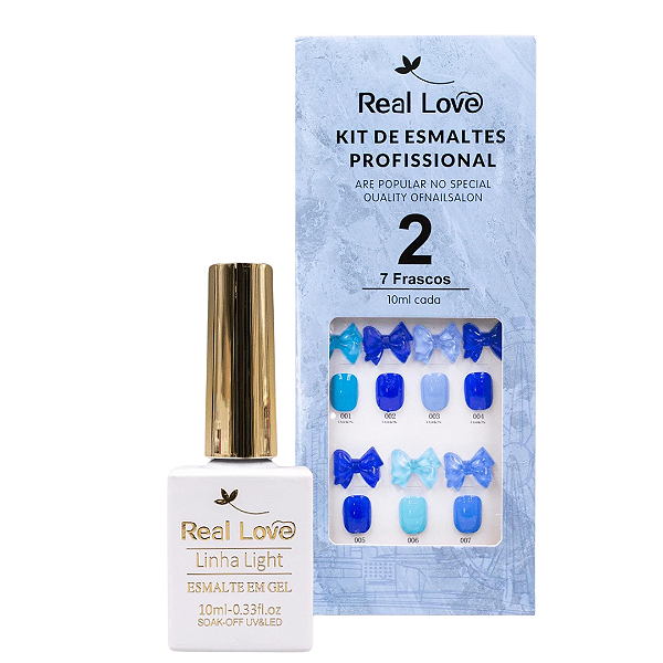 Kit 7 Esmalte em gel Real Love Tons de Azul