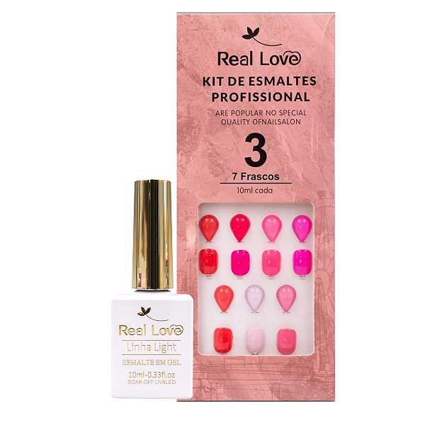 Kit 7 Esmalte em gel Real Love Tons de Pink