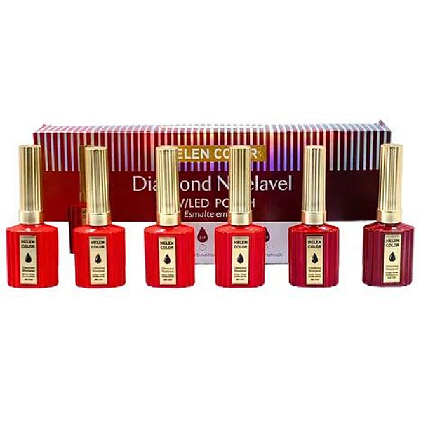 Kit Esmalte em gel Helen color Vermelho 6 unidades