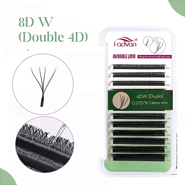 Cilios Fadvan 4D Duplo MIX 8-14mm