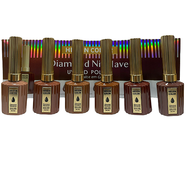 Kit Esmalte em gel Helen Color Marrom 6un