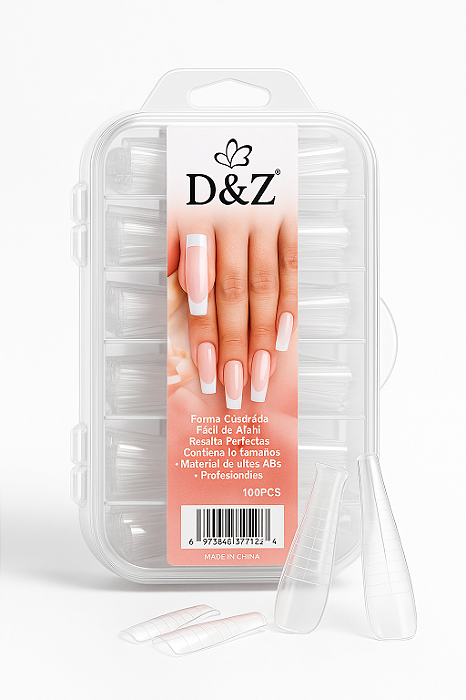 Molde F1 Transparente D&Z – Formato Bailarina – Para Alongamento de Unhas 100PÇS